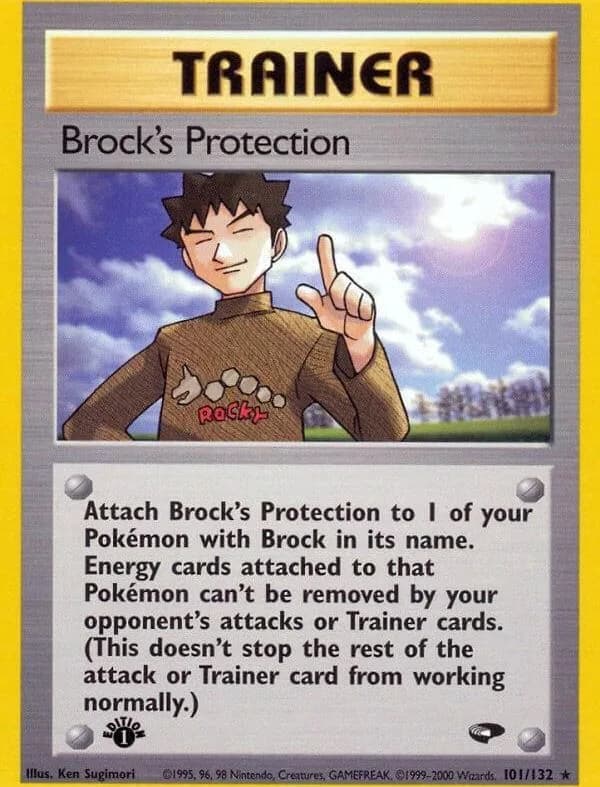 1st Edition Brock's Protection card front, Gym Challenge 101/132