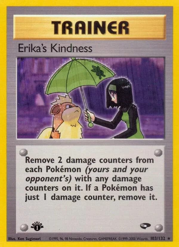 1st Edition Erika's Kindness card front, Gym Challenge 103/132