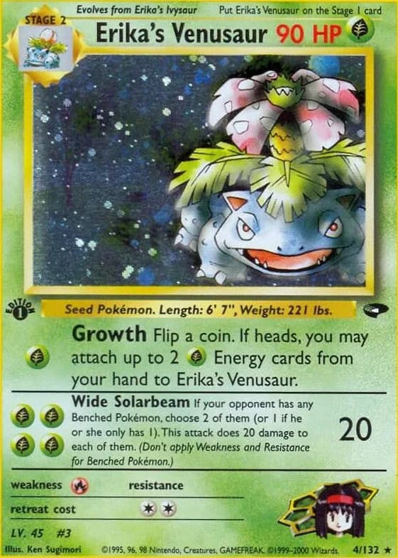 1st Edition Erika's Venusaur card front, Gym Challenge 4/132