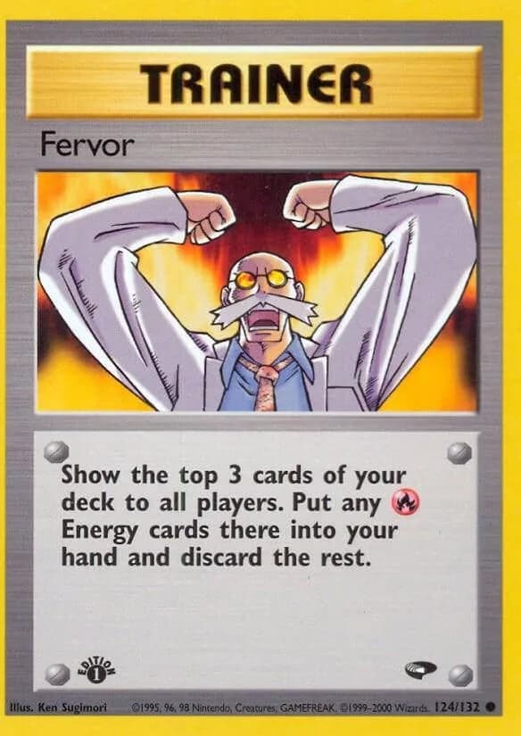 1st Edition Fervor card front, Gym Challenge 124/132