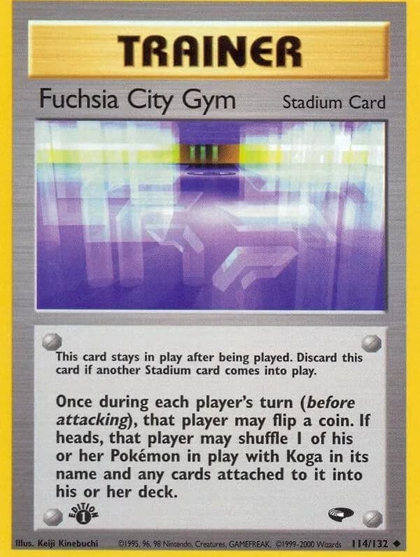 1st Edition Fuchsia City Gym card front, Gym Challenge 114/132