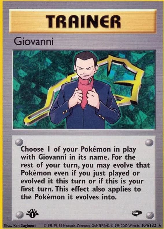 1st Edition Giovanni card front, Gym Challenge 104/132