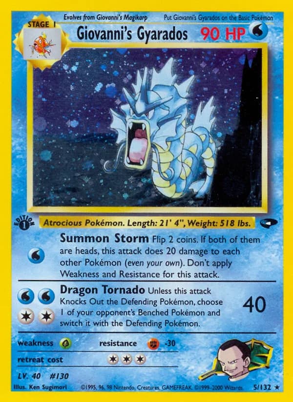 1st Edition Giovanni's Gyarados card front, Gym Challenge 5/132
