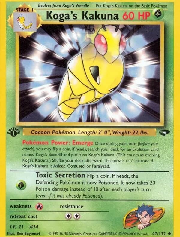 1st Edition Koga's Kakuna card front, Gym Challenge 47/132