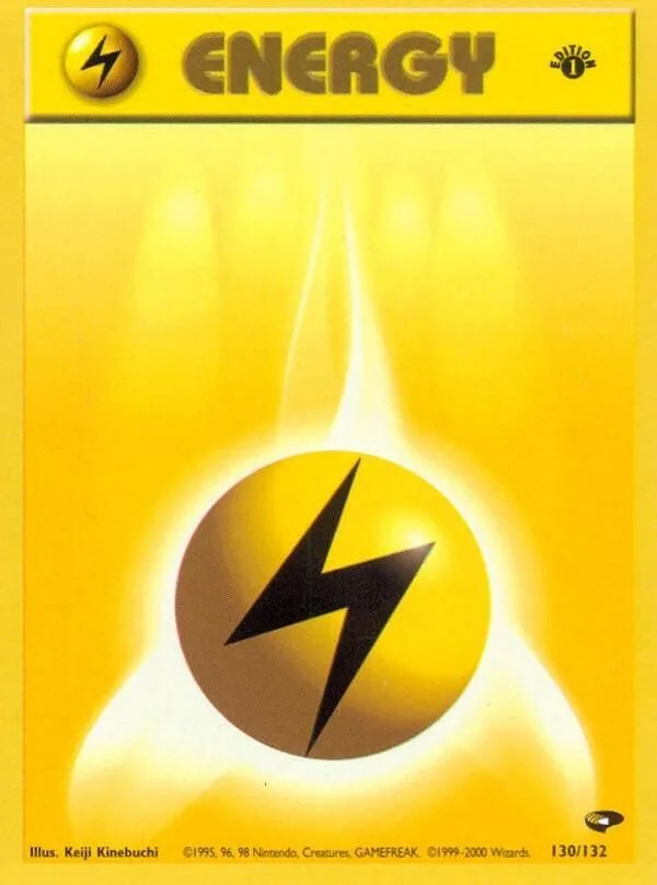 1st Edition Lightning Energy card front, Gym Challenge 130/132