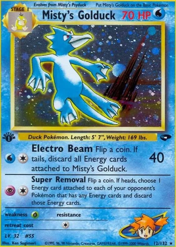 1st Edition Misty's Golduck card front, Gym Challenge 12/132