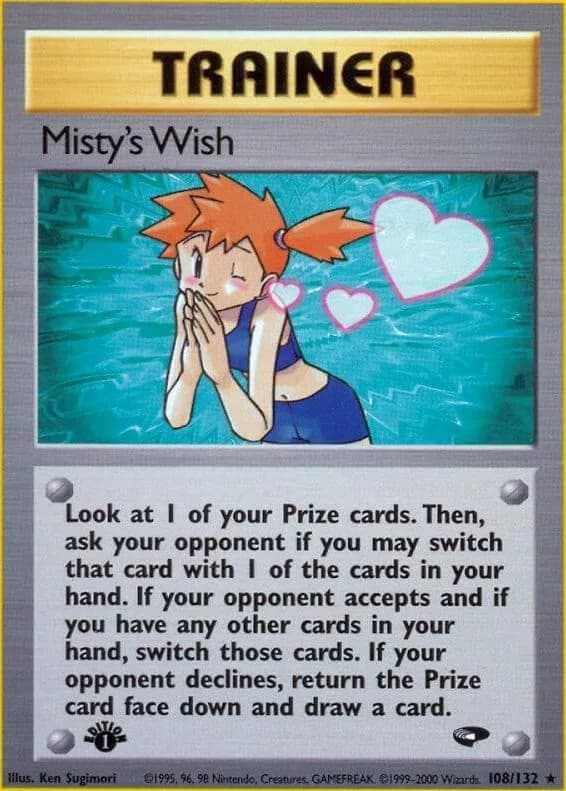 1st Edition Misty's Wish card front, Gym Challenge 108/132