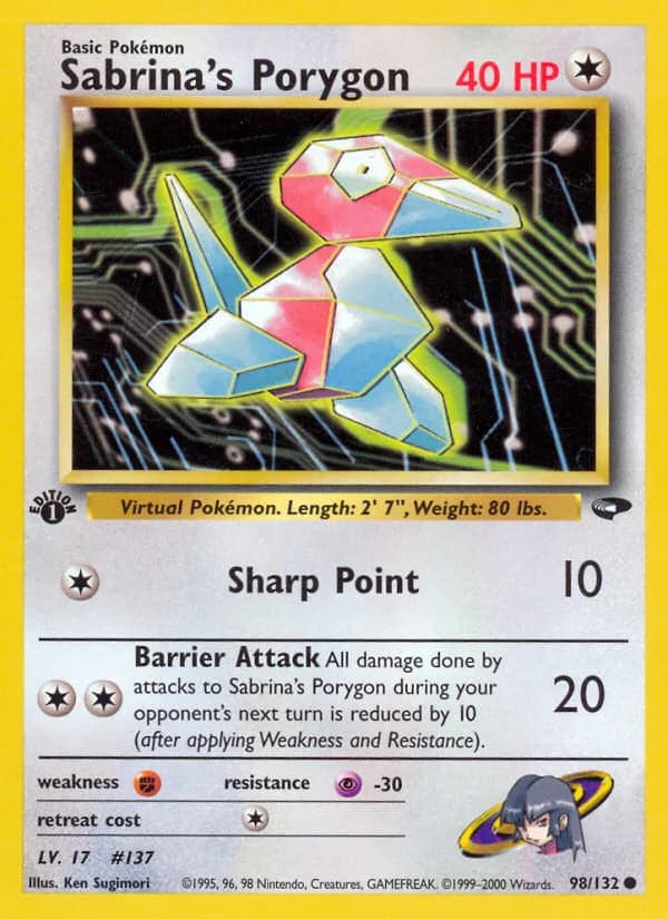 Sabrina's Porygon card front, Gym Challenge 98/132