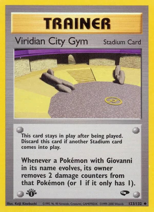 1st Edition Viridian City Gym card front, Gym Challenge 123/132