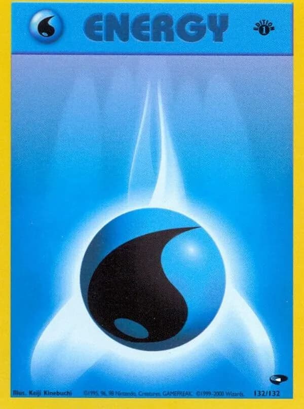 1st Edition Water Energy card front, Gym Challenge 132/132