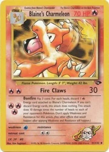 Unlimited Blaine's Charmeleon card front, Gym Challenge 31/132