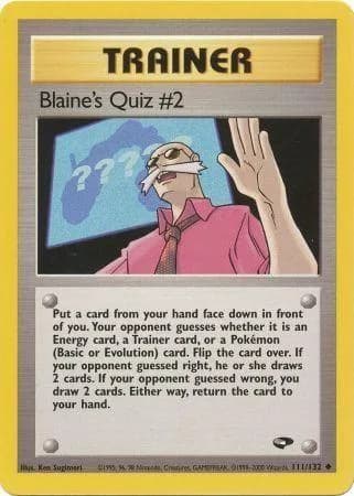 Unlimited Blaine's Quiz #2 card front, Gym Challenge 111/132