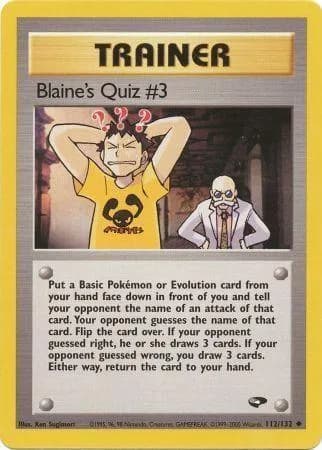 Unlimited Blaine's Quiz #3 card front, Gym Challenge 112/132