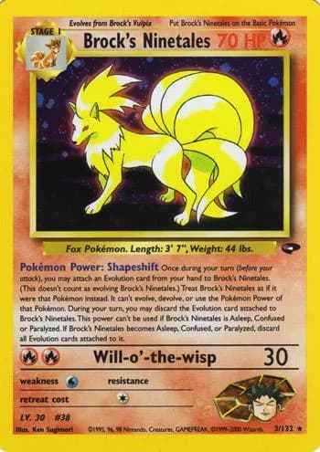 Unlimited Brock's Ninetales card front, Gym Challenge 3/132
