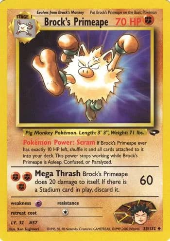 Unlimited Brock's Primeape card front, Gym Challenge 35/132