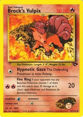 Unlimited Brock's Vulpix card front, Gym Challenge 37/132