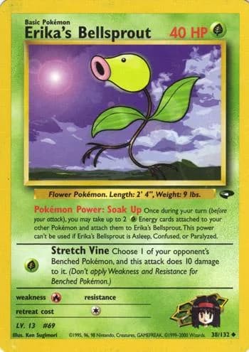 Unlimited Erika's Bellsprout card front, Gym Challenge 38/132
