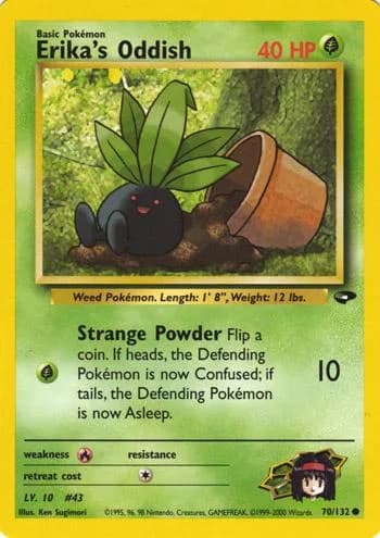 Unlimited Erika's Oddish card front, Gym Challenge 70/132