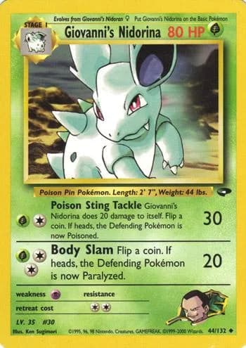 Unlimited Giovanni's Nidorina card front, Gym Challenge 44/132