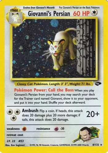 Unlimited Giovanni's Persian card front, Gym Challenge 8/132