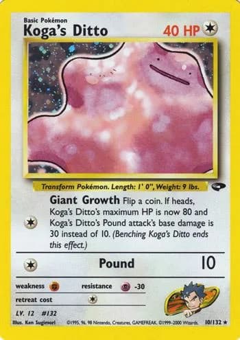 Unlimited Koga's Ditto card front, Gym Challenge 10/132