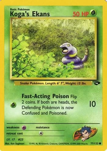 Unlimited Koga's Ekans card front, Gym Challenge 77/132