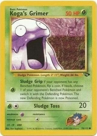 Unlimited Koga's Grimer card front, Gym Challenge 78/132