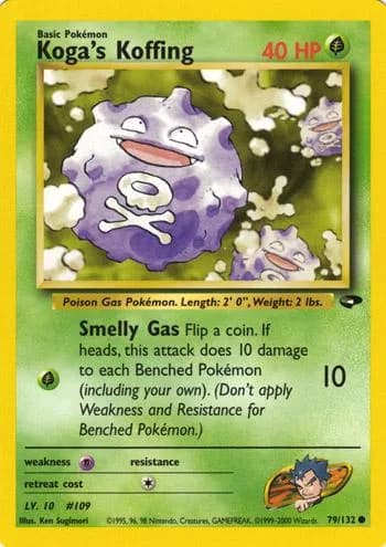 Unlimited Koga's Koffing card front, Gym Challenge 79/132