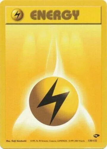 Unlimited Lightning Energy card front, Gym Challenge 130/132