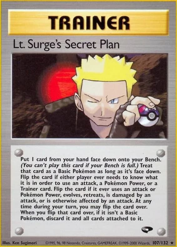 Unlimited Lt. Surge's Secret Plan card front, Gym Challenge 107/132