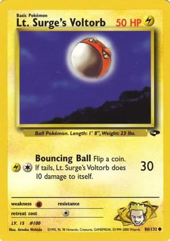 Unlimited Lt. Surge's Voltorb card front, Gym Challenge 86/132