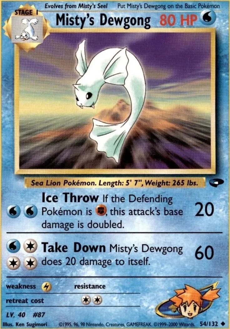 Unlimited Misty's Dewgong card front, Gym Challenge 54/132