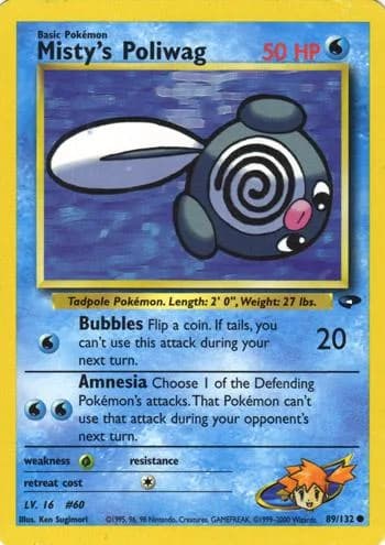 Unlimited Misty's Poliwag card front, Gym Challenge 89/132