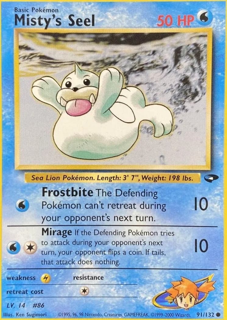 Unlimited Misty's Seel card front, Gym Challenge 91/132