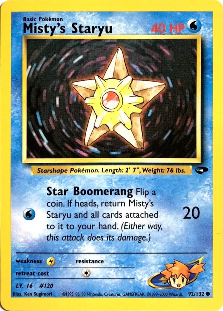 Unlimited Misty's Staryu card front, Gym Challenge 92/132