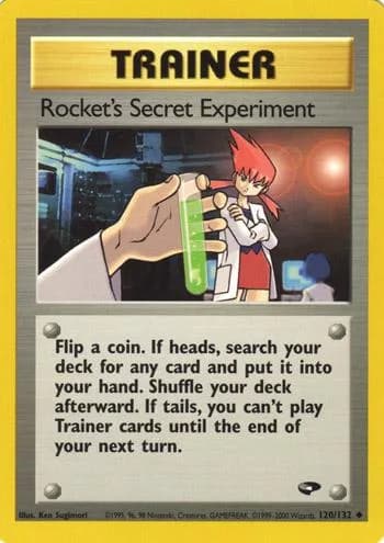 Unlimited Rocket's Secret Experiment card front, Gym Challenge 120/132