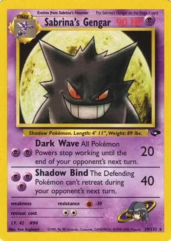 Unlimited Sabrina's Gengar card front, Gym Challenge 29/132