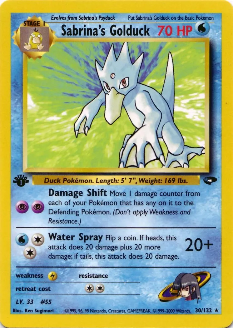 Sabrina's Golduck card front, Gym Challenge 30/132