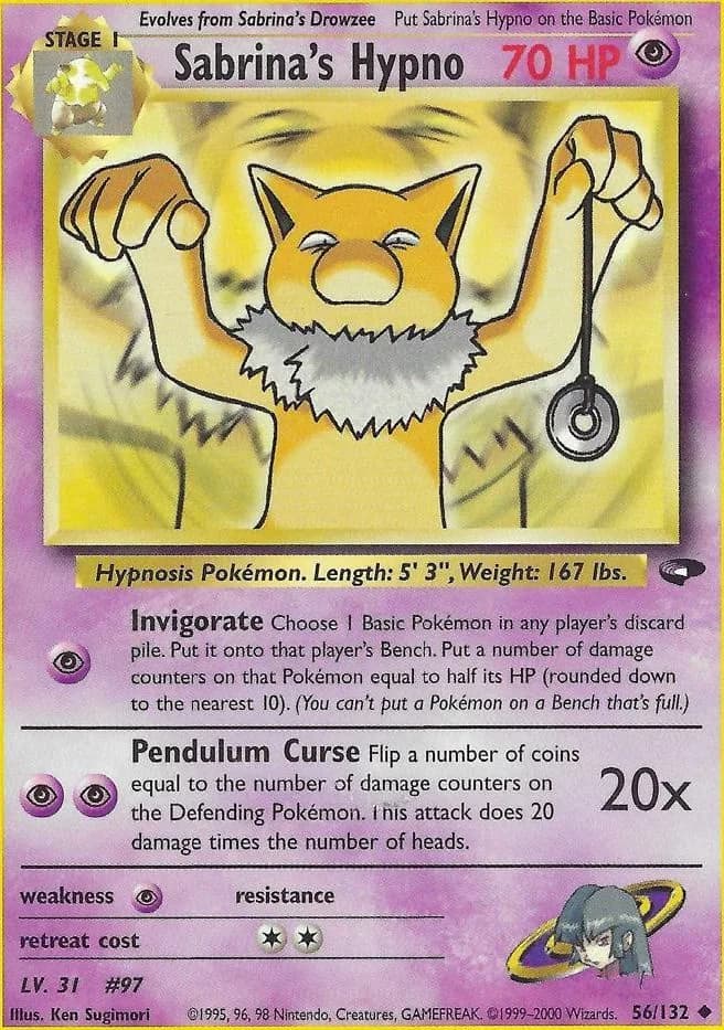 Unlimited Sabrina's Hypno card front, Gym Challenge 56/132