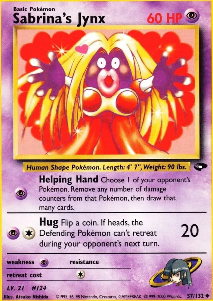 Unlimited Sabrina's Jynx card front, Gym Challenge 57/132