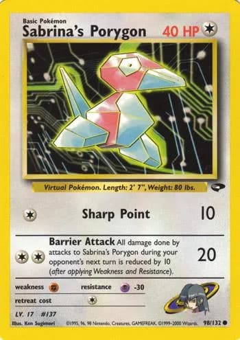 Unlimited Sabrina's Porygon card front, Gym Challenge 98/132
