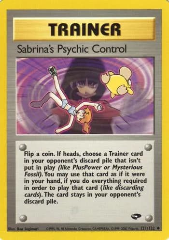 Unlimited Sabrina's Psychic Control card front, Gym Challenge 121/132