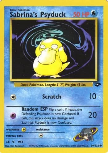 Unlimited Sabrina's Psyduck card front, Gym Challenge 99/132