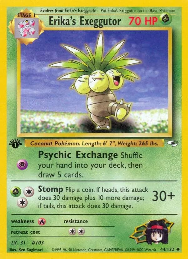 1st Edition Erika's Exeggutor card front, Gym Heroes 44/132