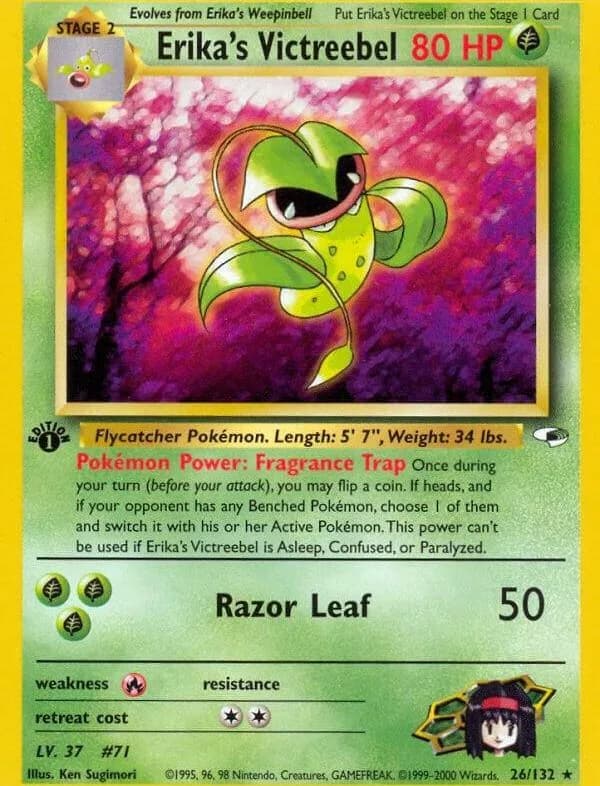 1st Edition Erika's Victreebel card front, Gym Heroes 26/132