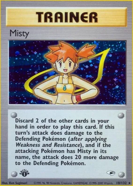 1st Edition Misty card front, Gym Heroes 18/132