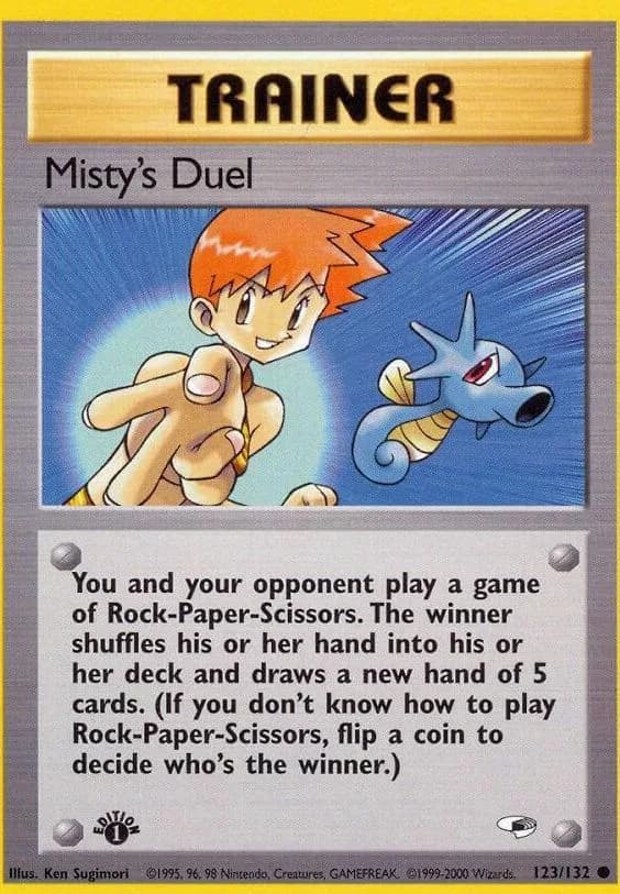 1st Edition Misty's Duel card front, Gym Heroes 123/132