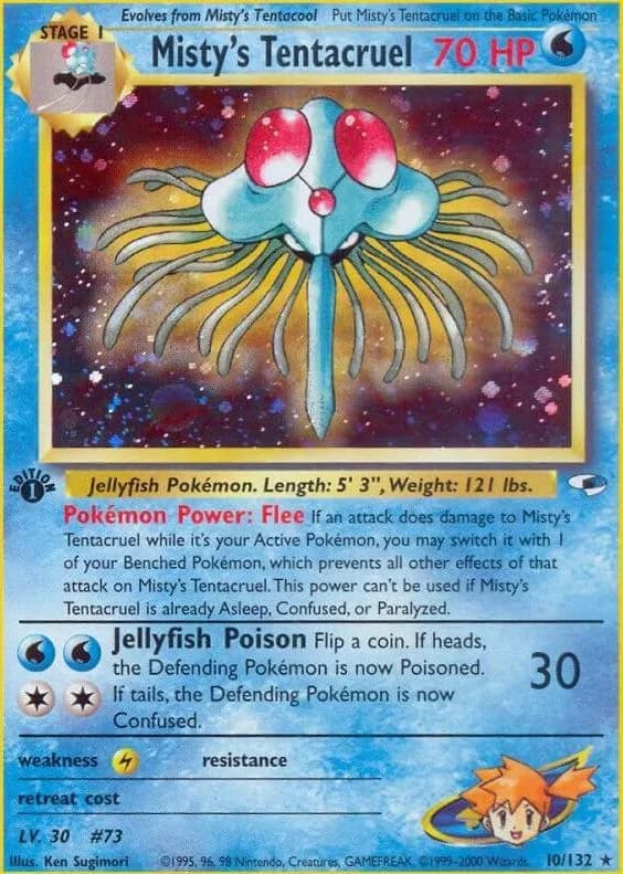 1st Edition Misty's Tentacruel card front, Gym Heroes 10/132
