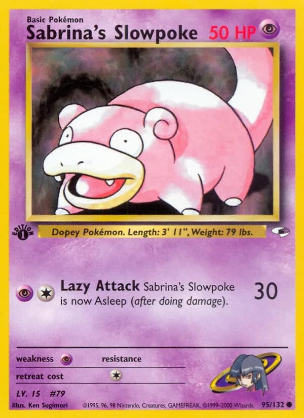 Sabrina's Slowpoke card front, Gym Heroes 95/132