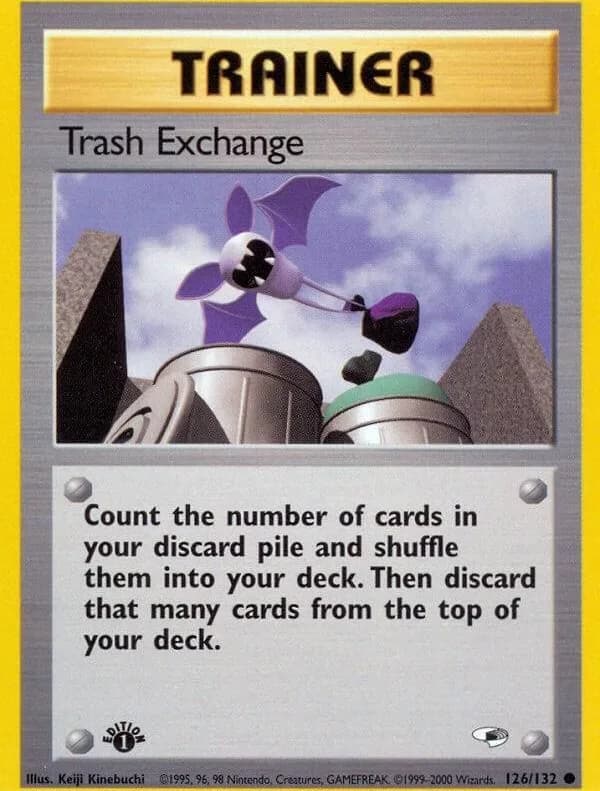 1st Edition Trash Exchange card front, Gym Heroes 126/132